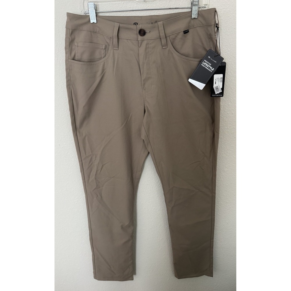 NEW Travis Mathew Level Up 5 Pocket Tan Performance Golf Pants Size 33x32